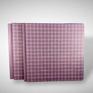 TWO Creative Memories 12x12 Scrapbook Albums Brown Plaid w/ Plum Undertone 2010s